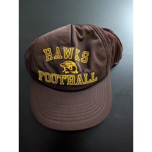Vintage HAWKS FOOTBALL‎ Snapback Mesh Trucker Hat Brown OSFM YoungAn